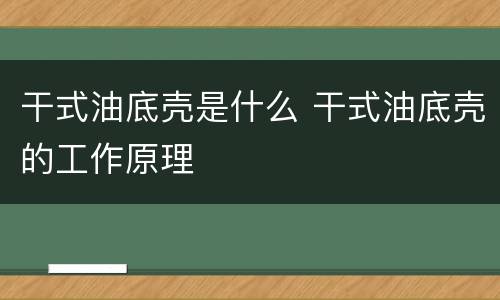 干式油底壳是什么 干式油底壳的工作原理