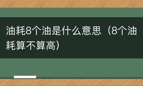 油耗8个油是什么意思（8个油耗算不算高）