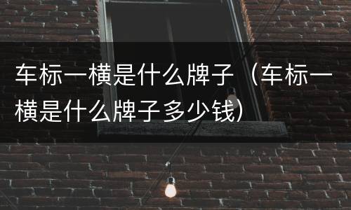 车标一横是什么牌子（车标一横是什么牌子多少钱）