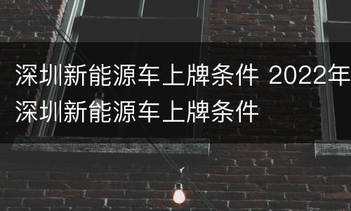 深圳新能源车上牌条件 2022年深圳新能源车上牌条件