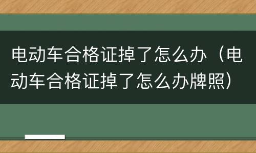 电动车合格证掉了怎么办（电动车合格证掉了怎么办牌照）