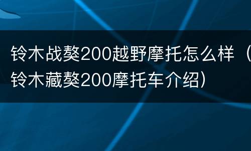 铃木战獒200越野摩托怎么样（铃木藏獒200摩托车介绍）