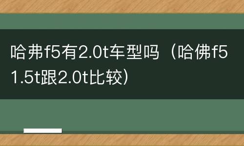 哈弗f5有2.0t车型吗（哈佛f51.5t跟2.0t比较）
