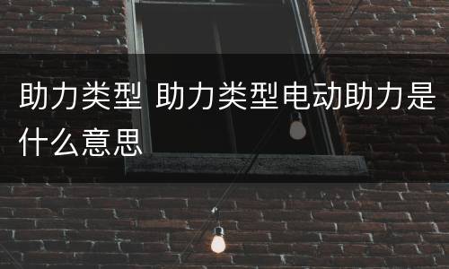 助力类型 助力类型电动助力是什么意思