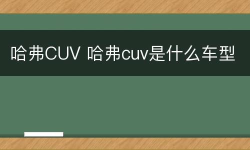 哈弗CUV 哈弗cuv是什么车型