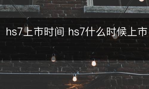 hs7上市时间 hs7什么时候上市