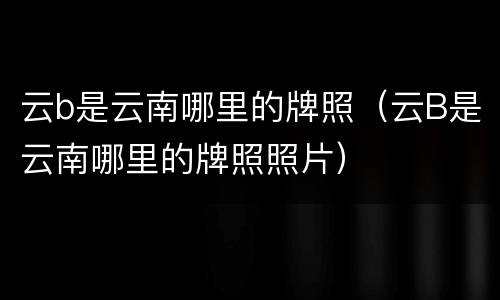 云b是云南哪里的牌照（云B是云南哪里的牌照照片）