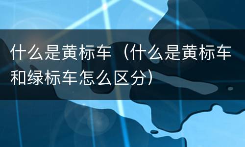 什么是黄标车（什么是黄标车和绿标车怎么区分）