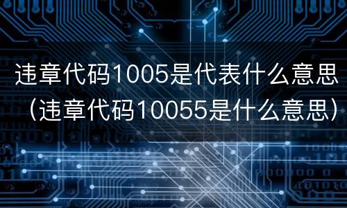 违章代码1005是代表什么意思（违章代码10055是什么意思）