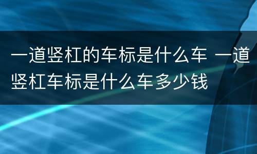一道竖杠的车标是什么车 一道竖杠车标是什么车多少钱