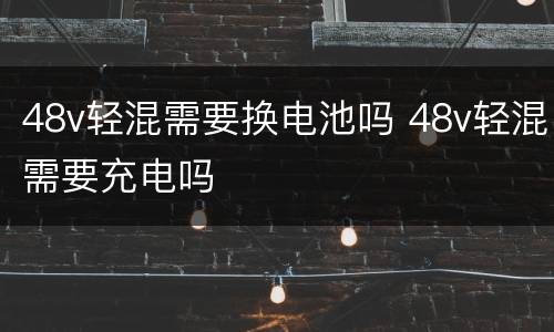 48v轻混需要换电池吗 48v轻混需要充电吗