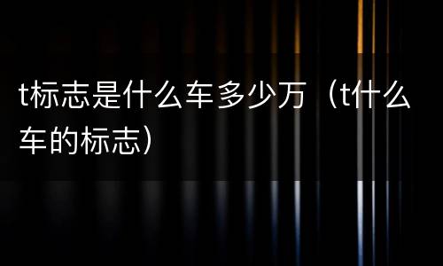 t标志是什么车多少万（t什么车的标志）
