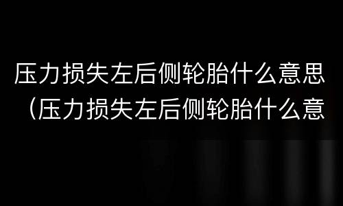 压力损失左后侧轮胎什么意思（压力损失左后侧轮胎什么意思 怎么解决）