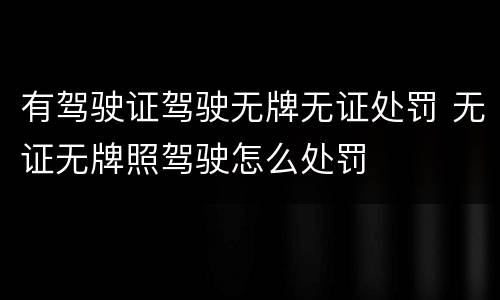 有驾驶证驾驶无牌无证处罚 无证无牌照驾驶怎么处罚