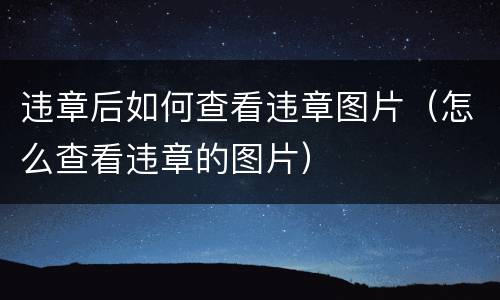 违章后如何查看违章图片（怎么查看违章的图片）