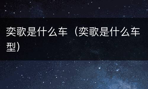 奕歌是什么车（奕歌是什么车型）