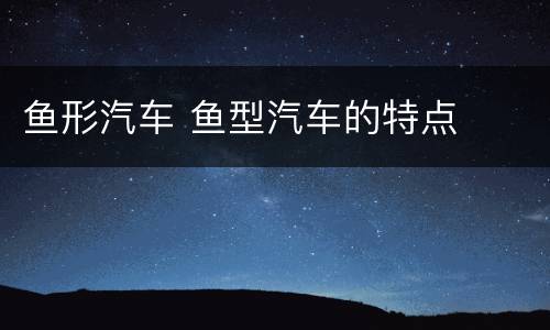 鱼形汽车 鱼型汽车的特点