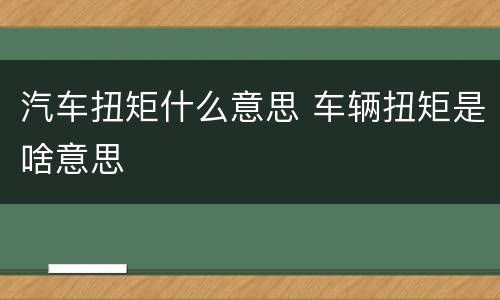汽车扭矩什么意思 车辆扭矩是啥意思