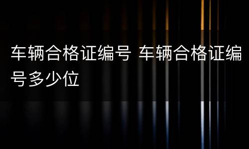 车辆合格证编号 车辆合格证编号多少位