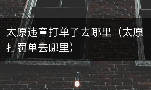 太原违章打单子去哪里（太原打罚单去哪里）