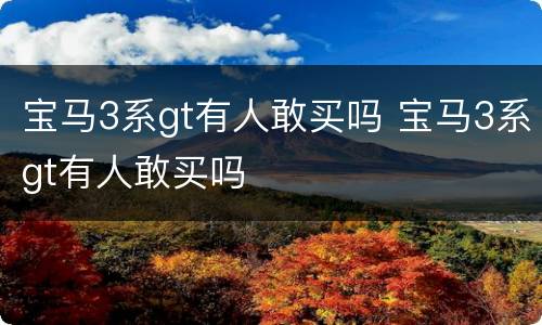 宝马3系gt有人敢买吗 宝马3系gt有人敢买吗