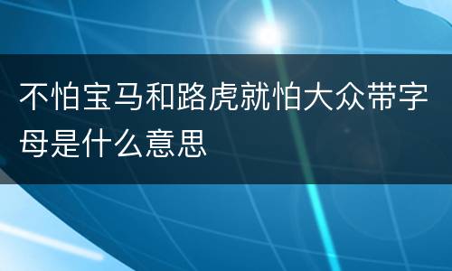 不怕宝马和路虎就怕大众带字母是什么意思