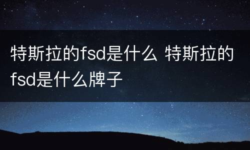 特斯拉的fsd是什么 特斯拉的fsd是什么牌子