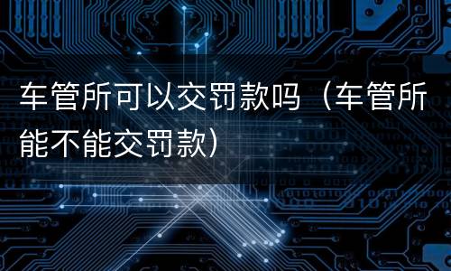 车管所可以交罚款吗（车管所能不能交罚款）