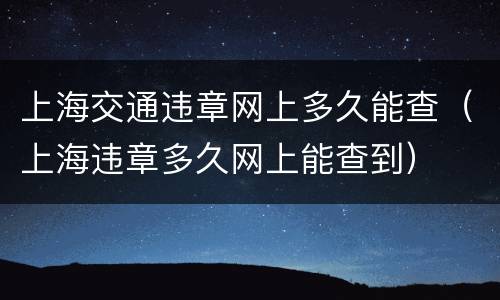 上海交通违章网上多久能查（上海违章多久网上能查到）