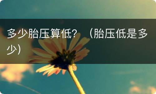 多少胎压算低？（胎压低是多少）