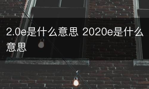 2.0e是什么意思 2020e是什么意思