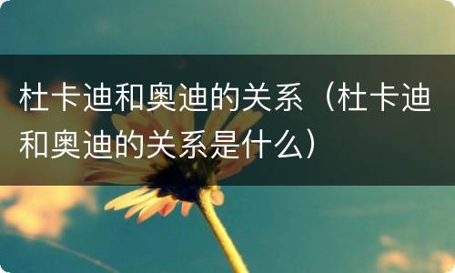 杜卡迪和奥迪的关系（杜卡迪和奥迪的关系是什么）