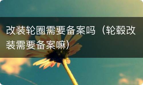 改装轮圈需要备案吗（轮毂改装需要备案嘛）