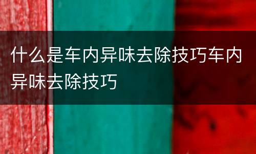 什么是车内异味去除技巧车内异味去除技巧