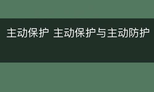 主动保护 主动保护与主动防护