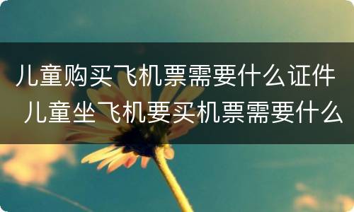 儿童购买飞机票需要什么证件 儿童坐飞机要买机票需要什么证件