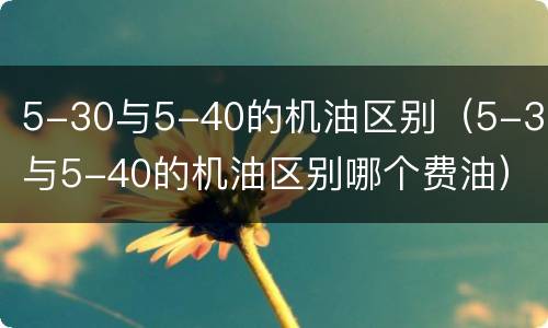5-30与5-40的机油区别（5-30与5-40的机油区别哪个费油）
