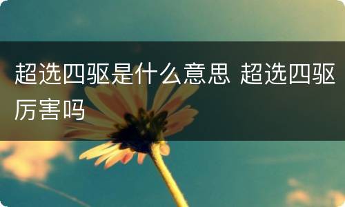 超选四驱是什么意思 超选四驱厉害吗