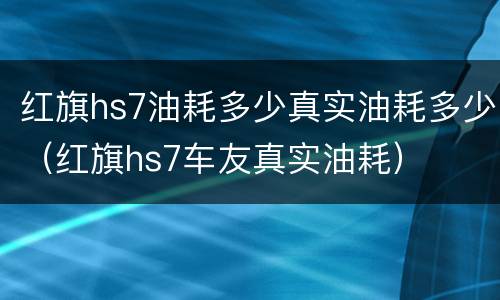 红旗hs7油耗多少真实油耗多少（红旗hs7车友真实油耗）