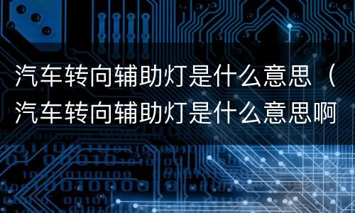 汽车转向辅助灯是什么意思（汽车转向辅助灯是什么意思啊）