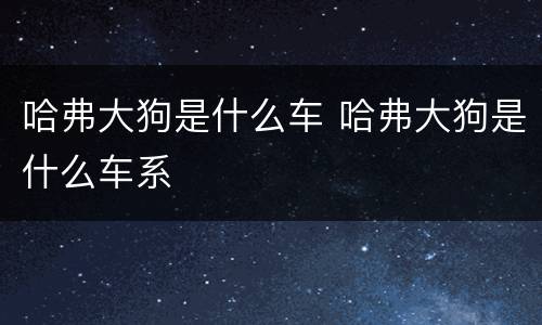 哈弗大狗是什么车 哈弗大狗是什么车系