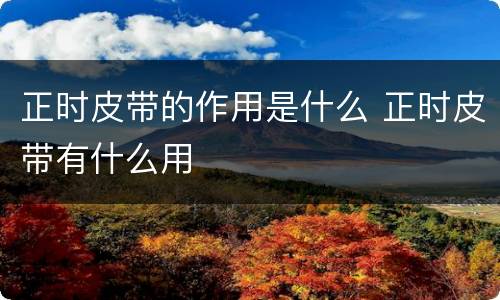 正时皮带的作用是什么 正时皮带有什么用