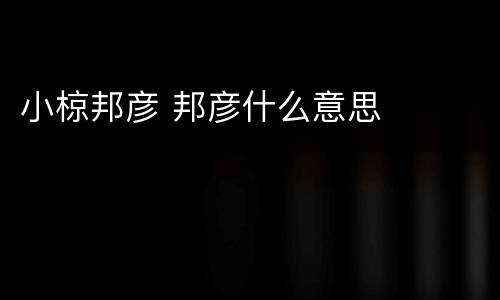 小椋邦彦 邦彦什么意思