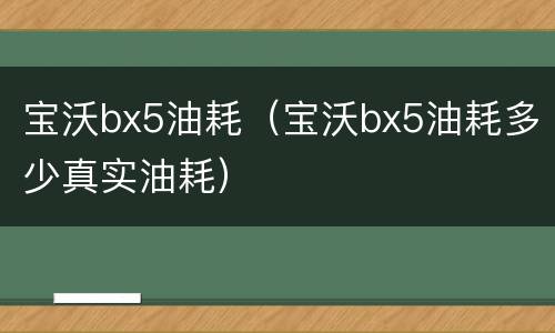 宝沃bx5油耗（宝沃bx5油耗多少真实油耗）