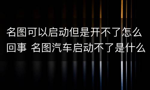 名图可以启动但是开不了怎么回事 名图汽车启动不了是什么原因是什么