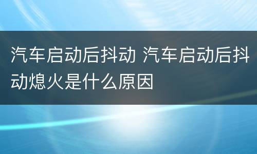 汽车启动后抖动 汽车启动后抖动熄火是什么原因