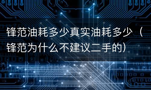 锋范油耗多少真实油耗多少（锋范为什么不建议二手的）
