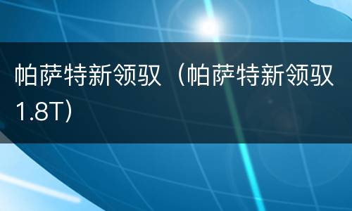 帕萨特新领驭（帕萨特新领驭1.8T）