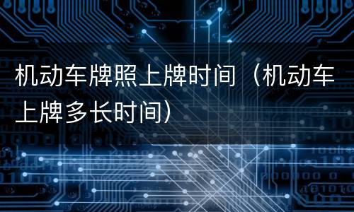 机动车牌照上牌时间（机动车上牌多长时间）