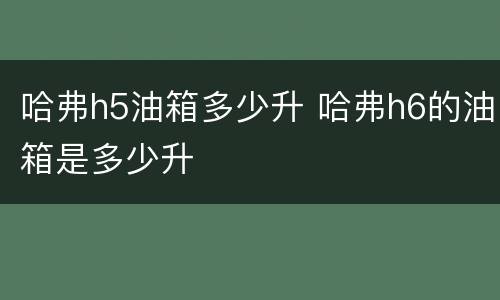 哈弗h5油箱多少升 哈弗h6的油箱是多少升